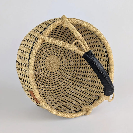 Black Doa Dot Bolga Basket Large