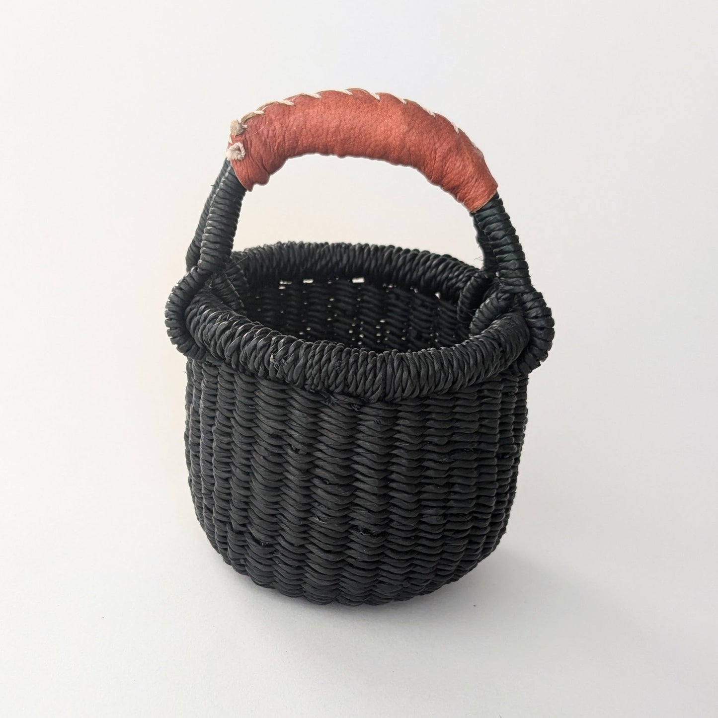 Black Mini Basket - Brown Leather The Taylored Collection