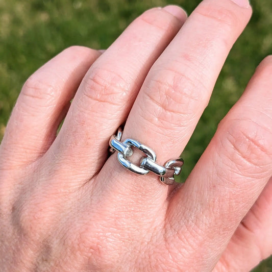 Cuban Link Chain Ring Silver The Taylored Collection