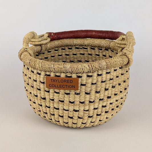 Dot patterns round basket with oscillating handle