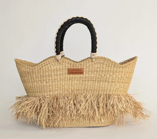 Fringe Market Bag - Black Leather The Taylored Collection