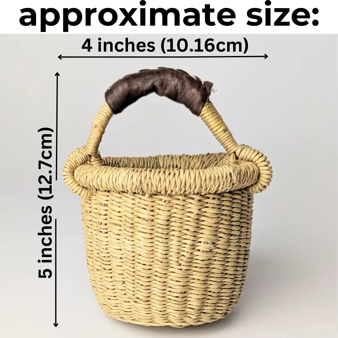 Natural Mini Basket - Brown Leather The Taylored Collection