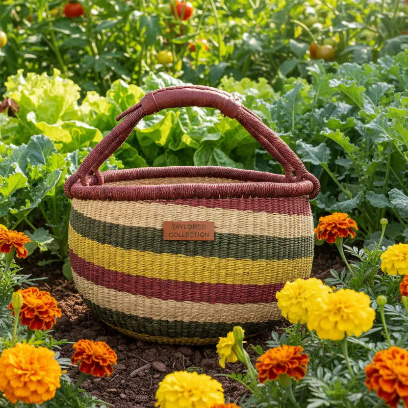 Striped Bolga Basket Large - The Taylored Collection