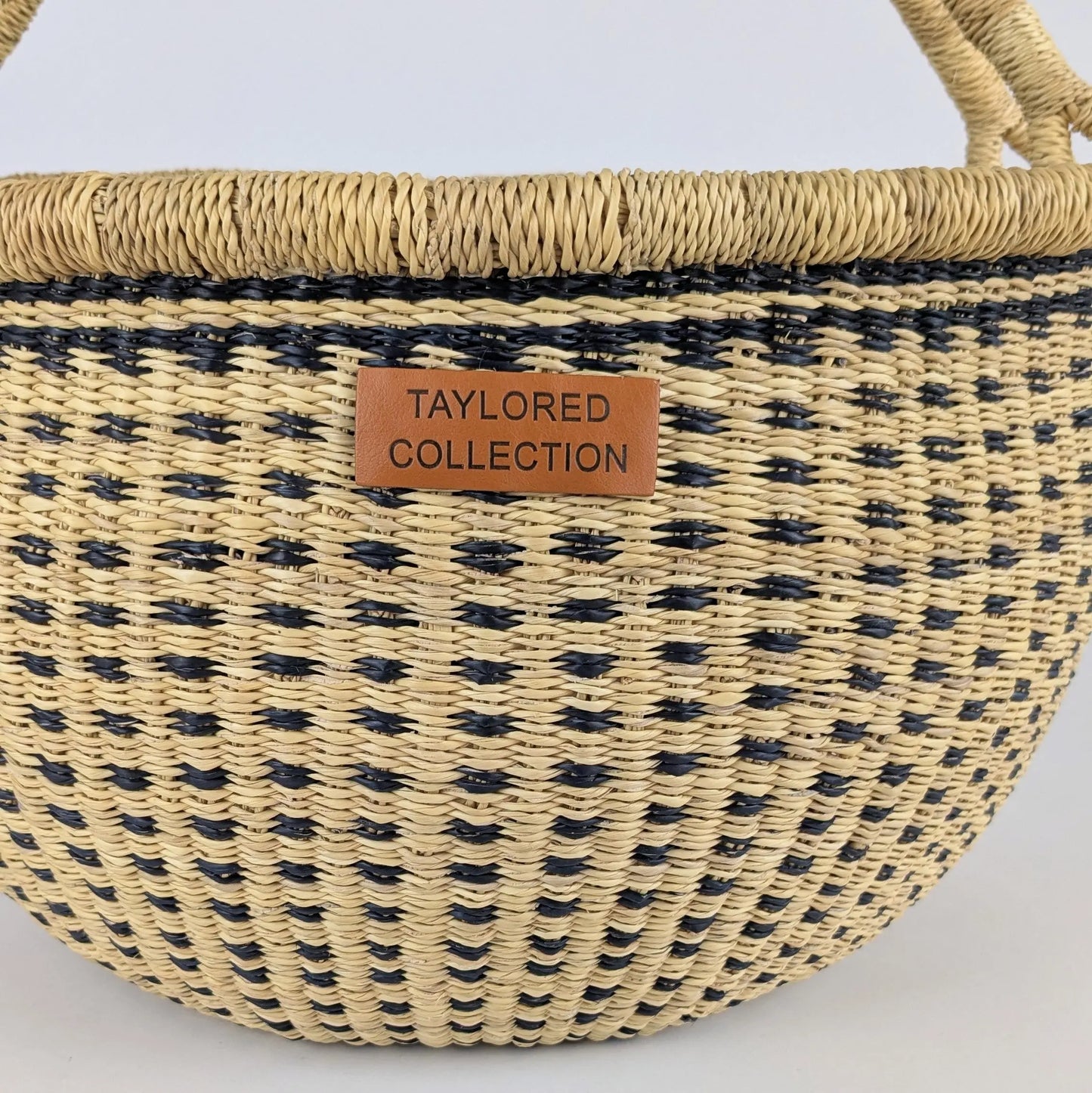 Black Doa Dot Bolga Basket Large
