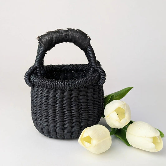 Black Mini Basket - Black Leather The Taylored Collection
