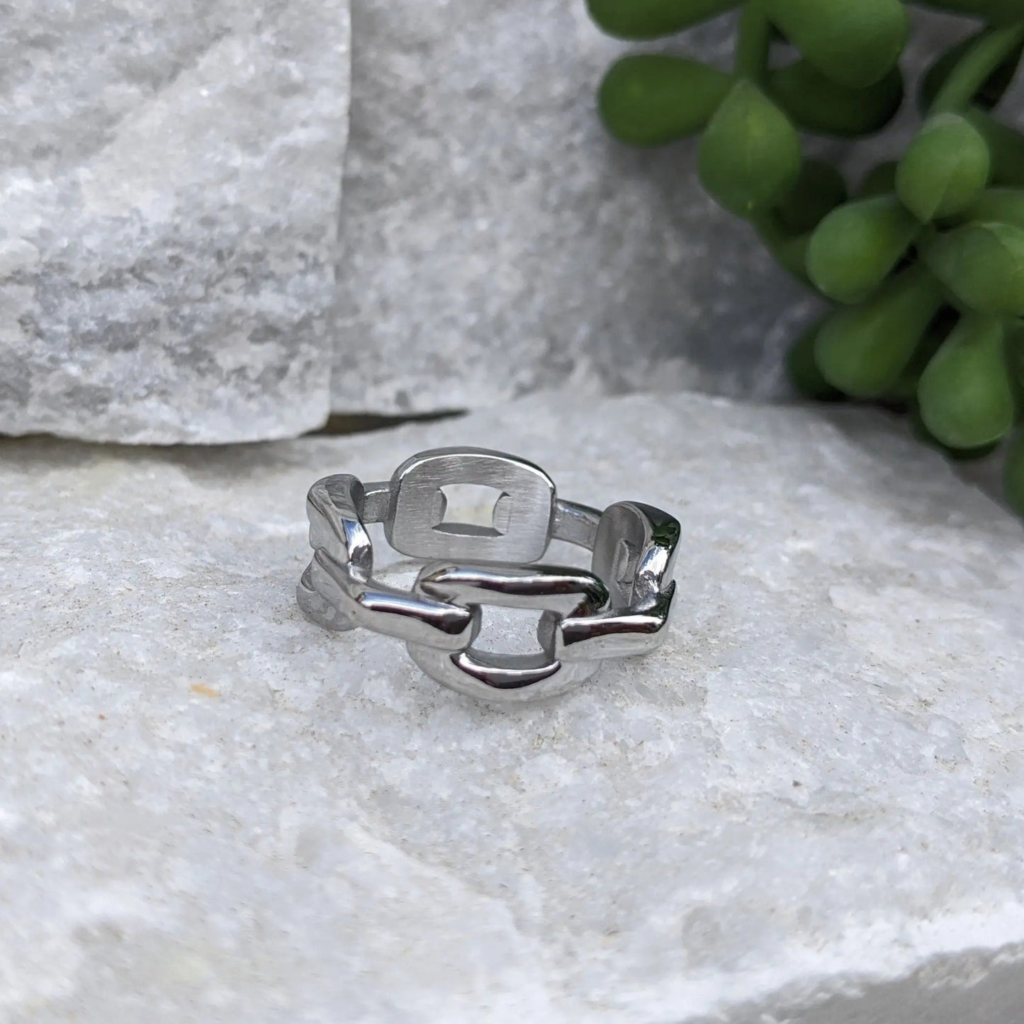 Cuban Link Chain Ring Silver The Taylored Collection