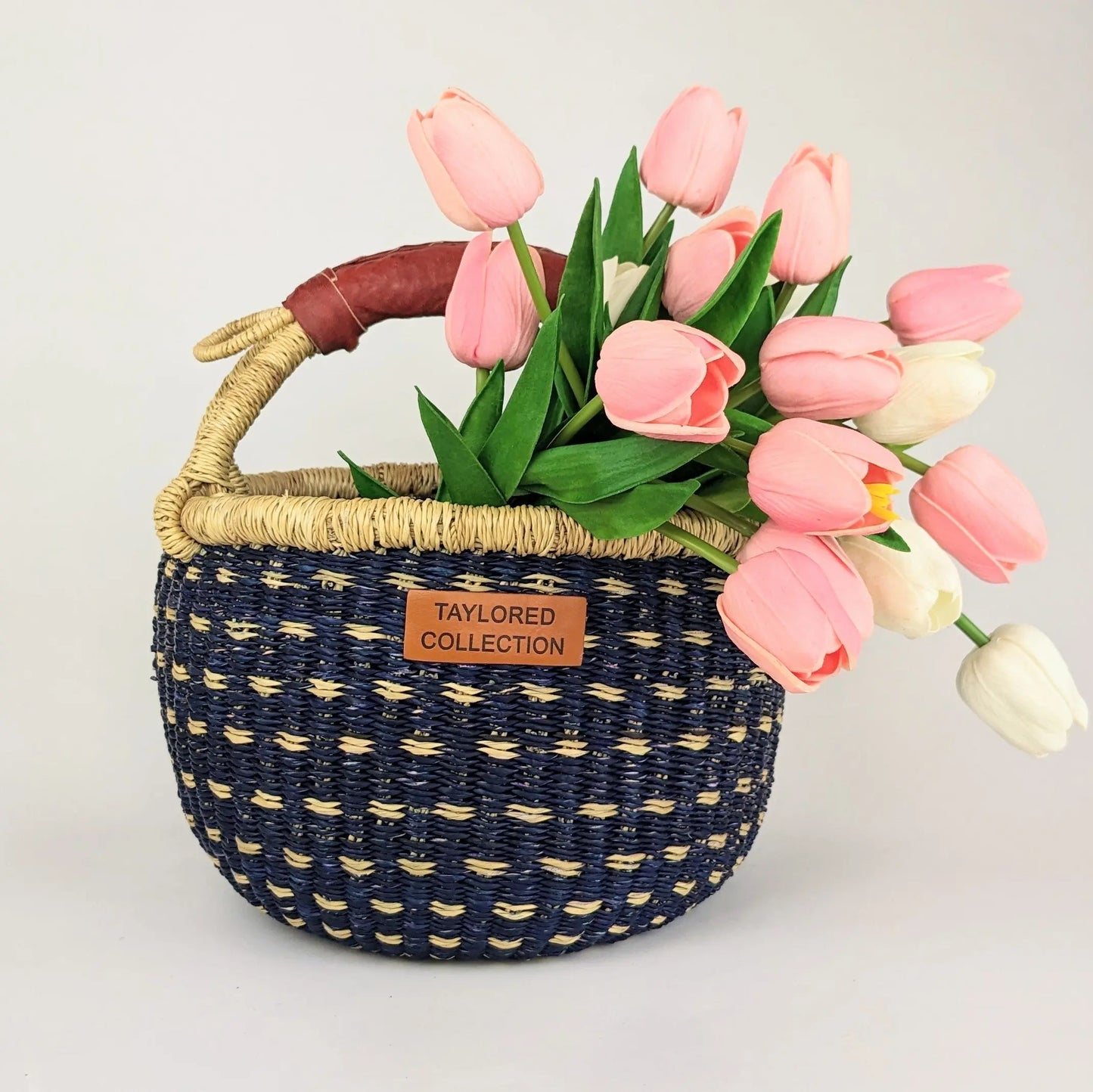 Ejo Navy Petite Bolga Basket The Taylored Collection