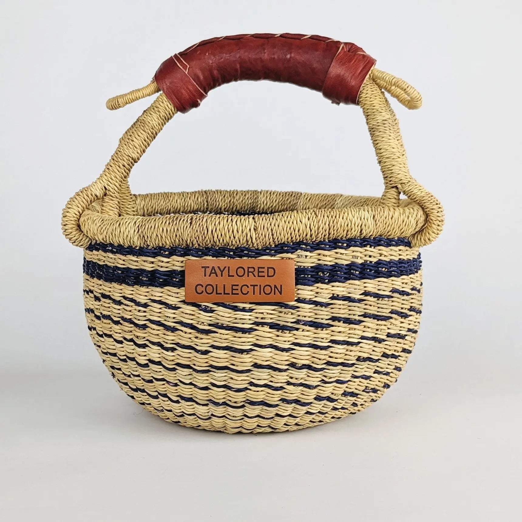 Flora Navy Petite Bolga Basket The Taylored Collection