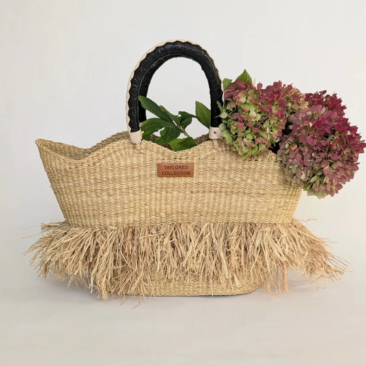 Fringe Market Bag - Black Leather The Taylored Collection