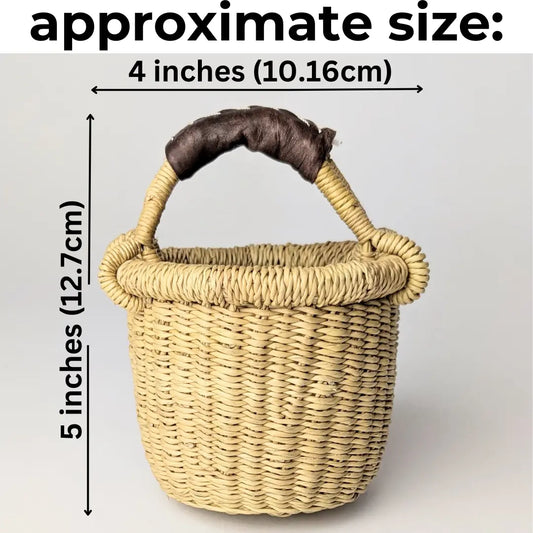 Natural Mini Basket - Brown Leather The Taylored Collection