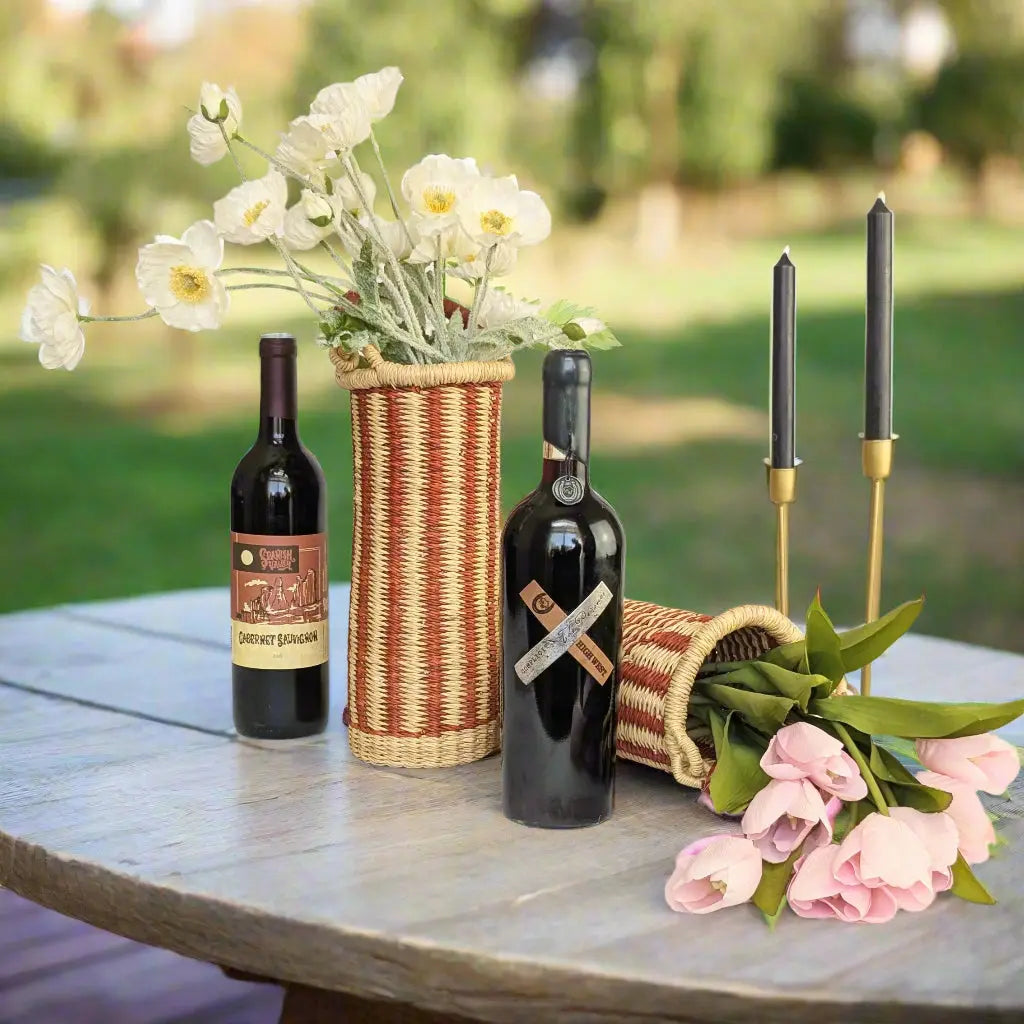 Wine Carrier - Rust Stripe The Taylored Collection