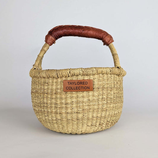 Asili Petite Bolga Basket - Natural Leather Handle