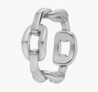 Cuban Link Chain Ring Silver