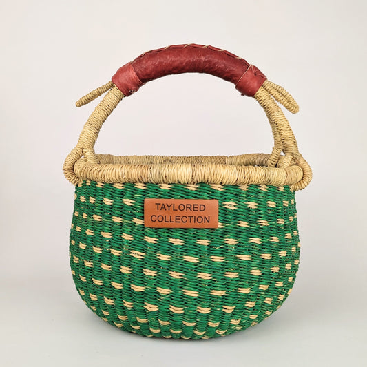 Jani Petite Bolga Basket - Natural Leather Handle