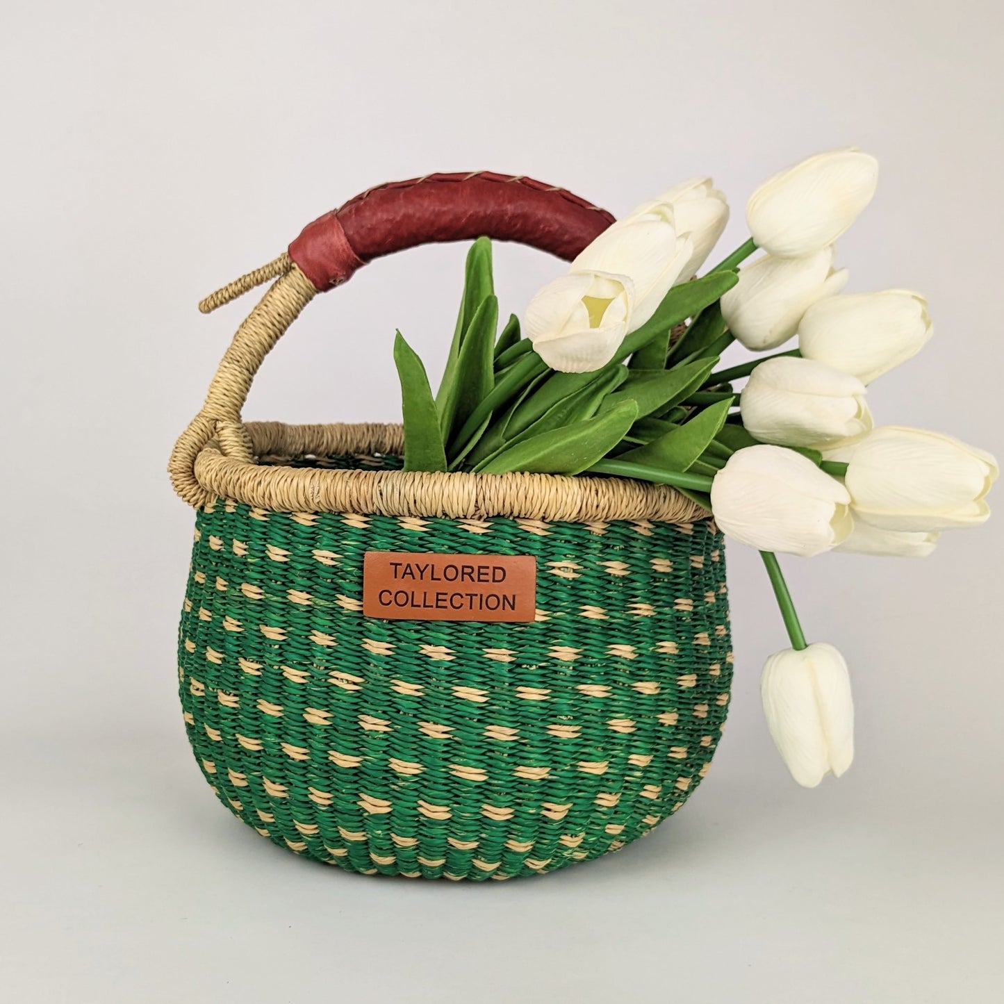 Jani Petite Bolga Basket - Natural Leather Handle