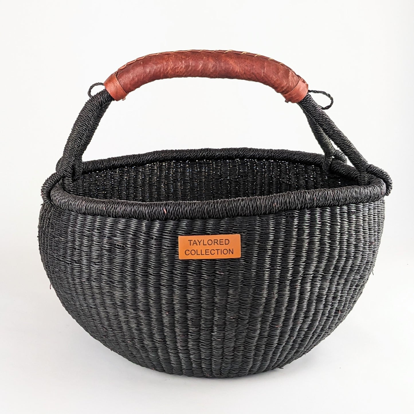 Large Lome Bolga Basket Black - Leather Handle