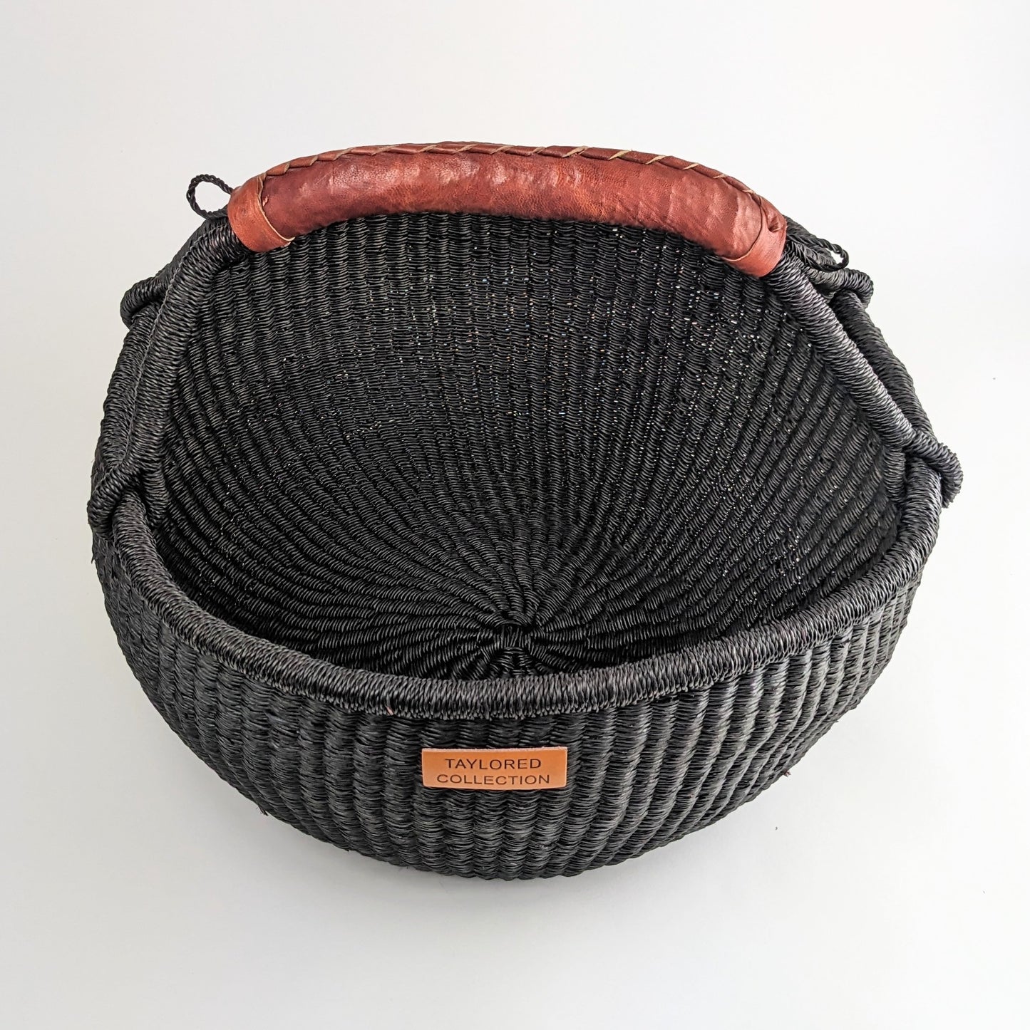 Large Lome Bolga Basket Black - Leather Handle