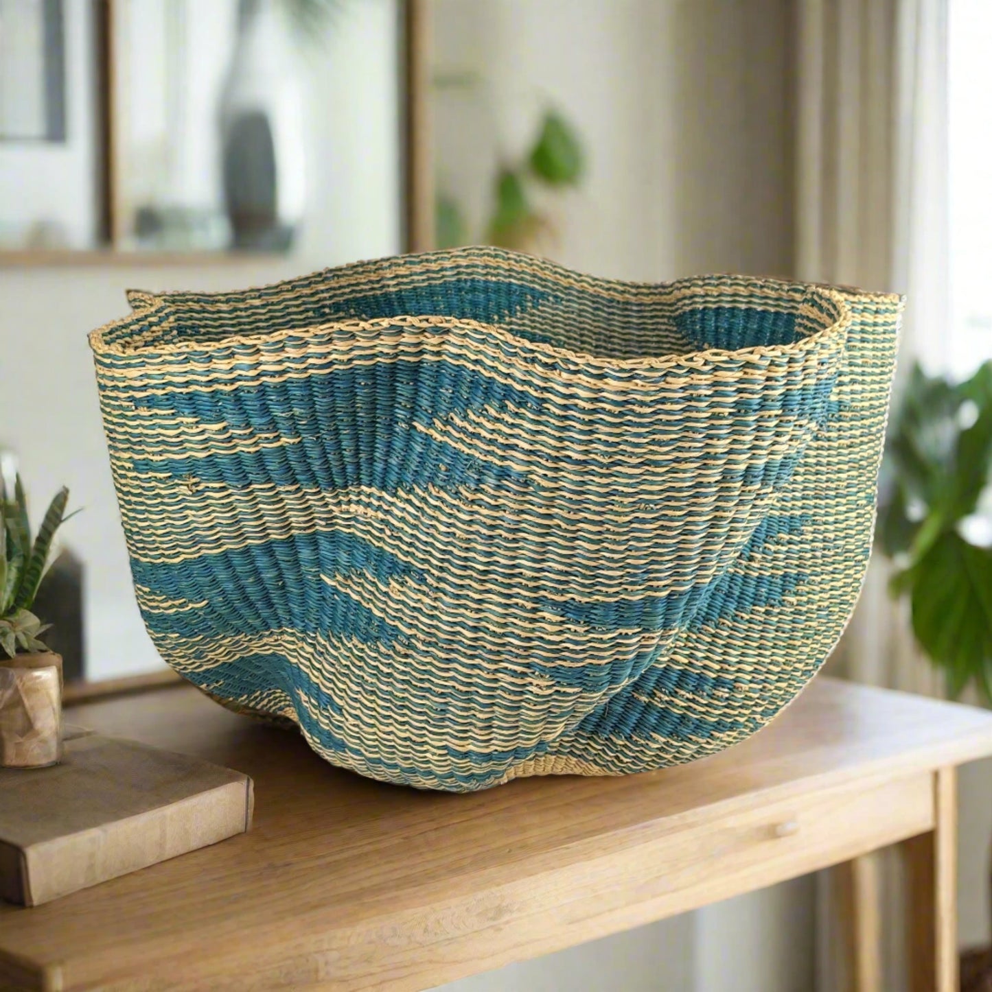 Artisan Wave Basket - Ocean Tribal Design