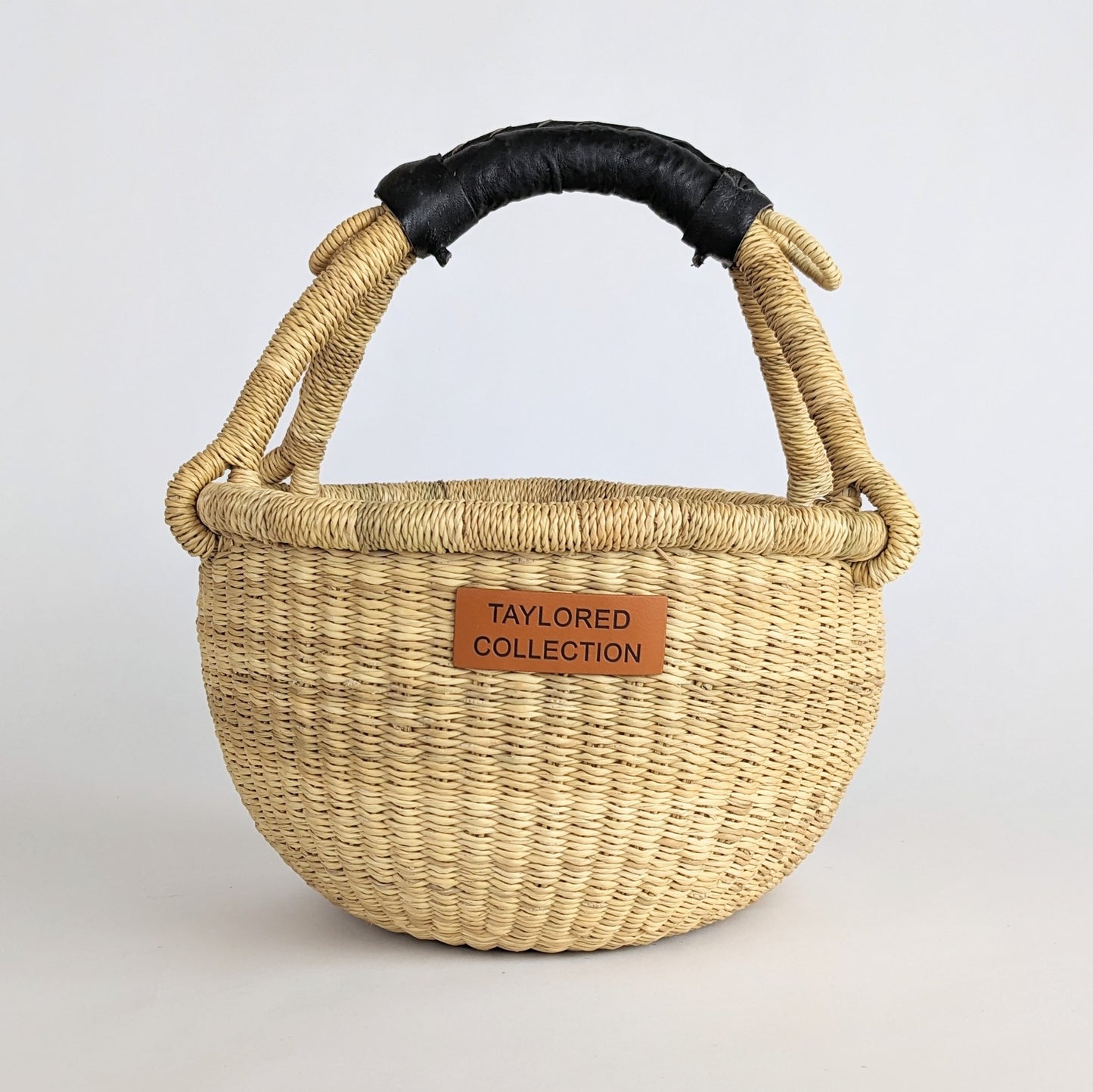 Zendi Petite Bolga Basket - Black Leather Handle