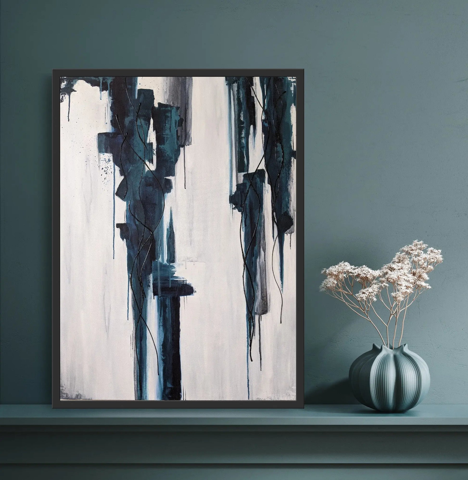 Nuances in Navy Abstract Sweet Tangerine Art