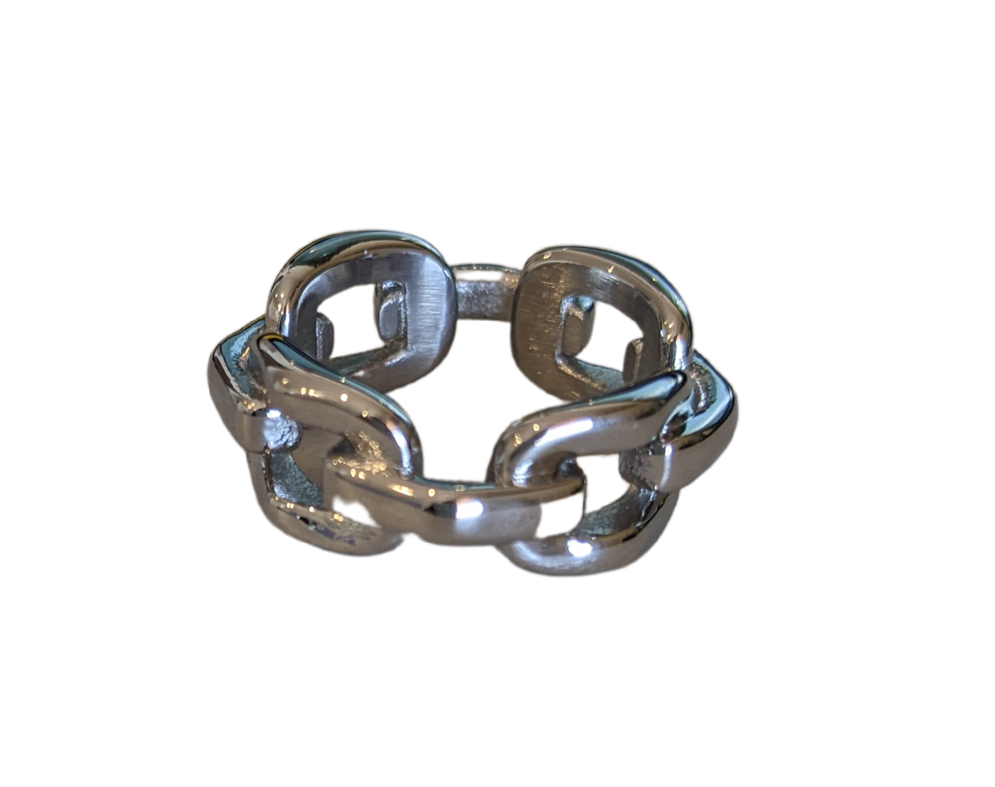 Cuban Link Chain Ring Silver